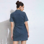 Shirt Collar Denim Mini Shirt Dress